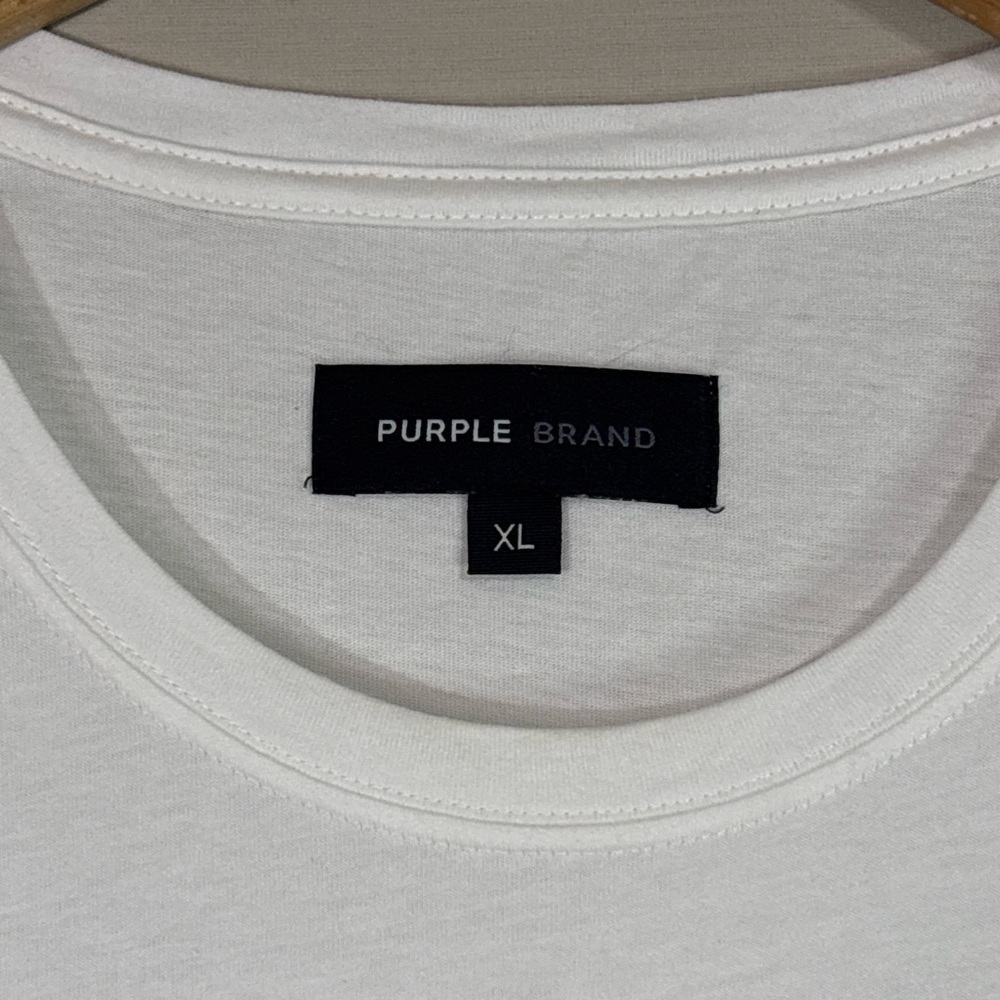 Purple Brand White Graphic T-Shirt XL Abstract Art Logo Tee Streetwear - Picture 2 of 4